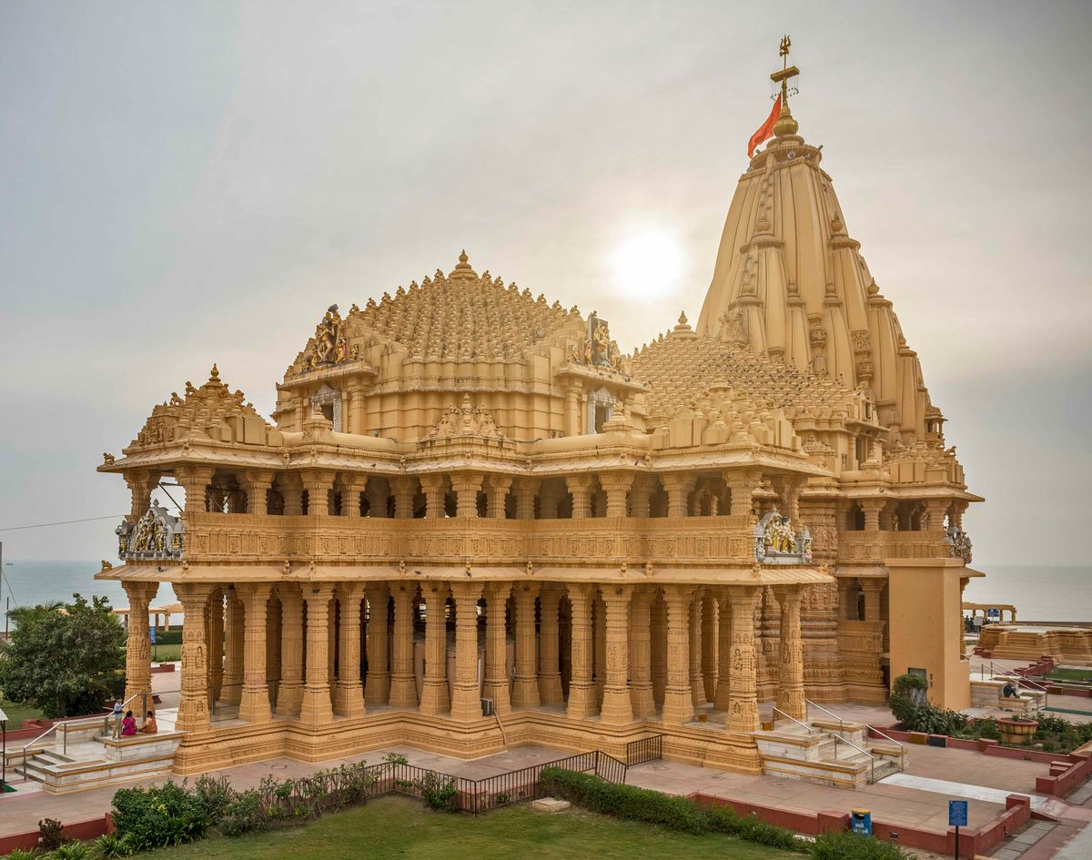 Somnath Temple and its carved spires on the Gujarat coast